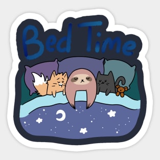 "Bed Time" Sloth and Cats Sticker